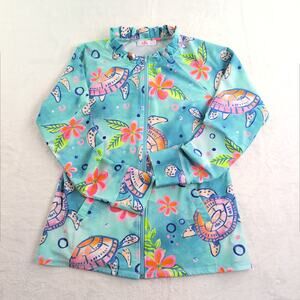 Anthropologie Aryeh Athleisure Swim Beach Sea Turtle Jacket Women's L RuffleNeck